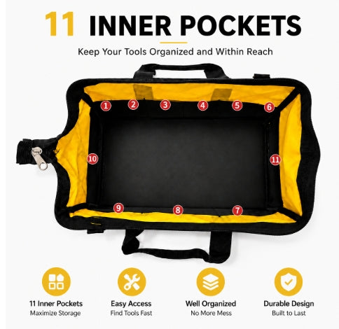 17" Tool Bag Double Layer Heavy Duty Storage Holdall