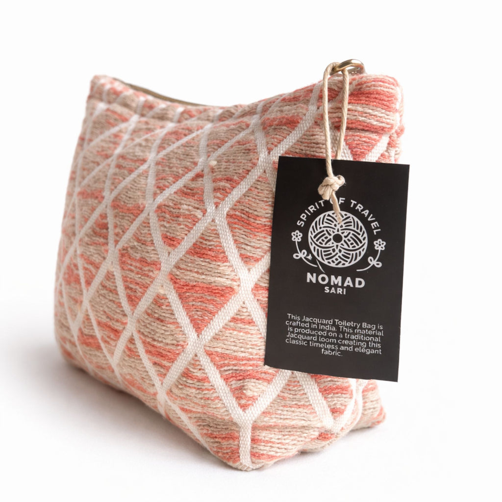 Nomad Sari Indian Jacquard Toiletry Bag - Rose Lattice