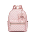 Checked PVC Backpack with Detachable Bow - Pink
