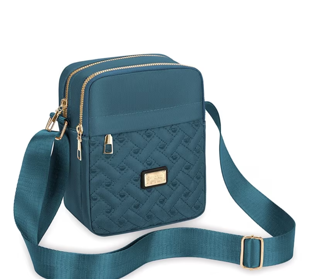 Womens Crossbody Bag with Embroidery And Multi-Zipper