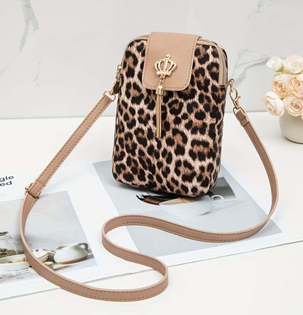 Womens Leopard Print Crossbody Bag