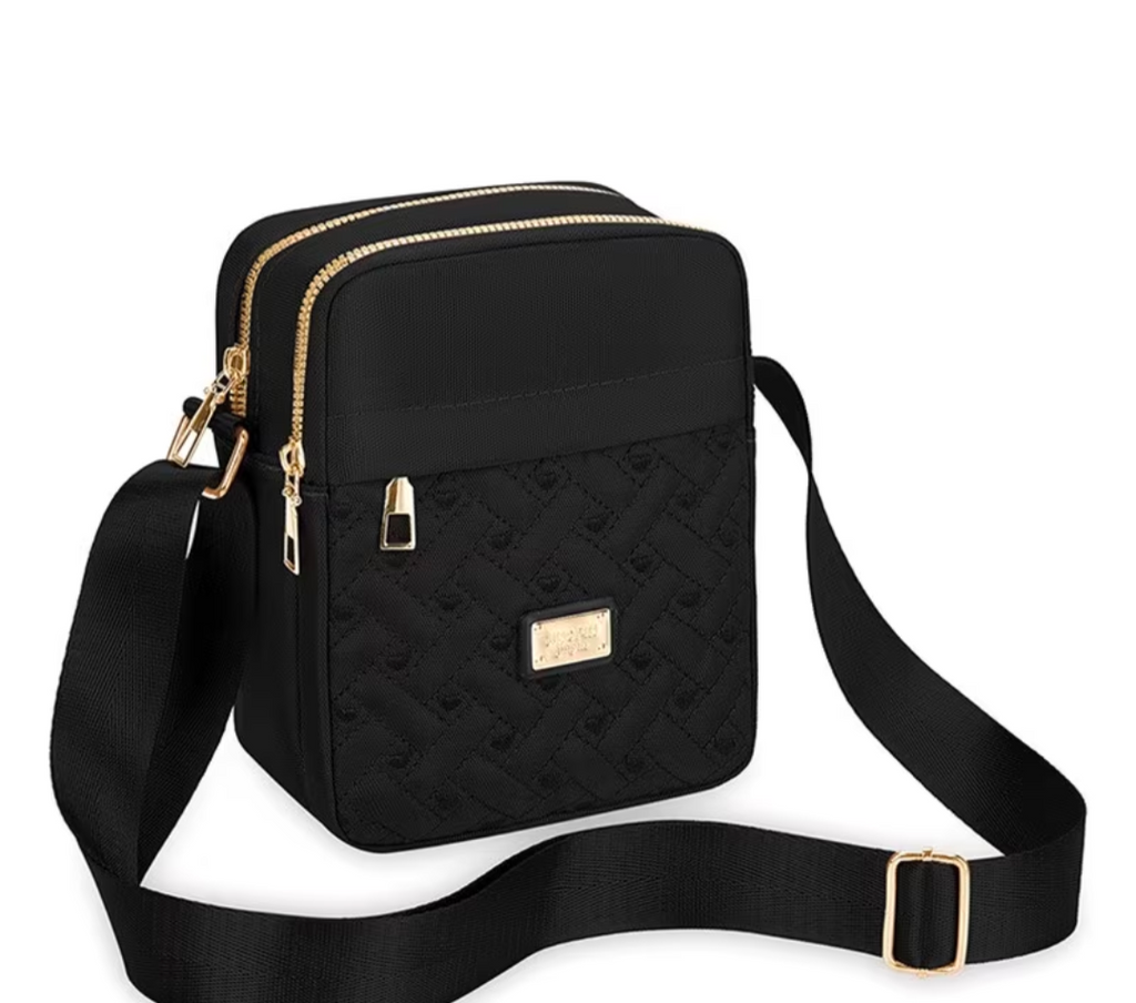 Womens Crossbody Bag with Embroidery And Multi-Zipper