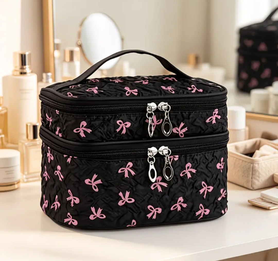 Double Tier Bow Print Vanity Bag