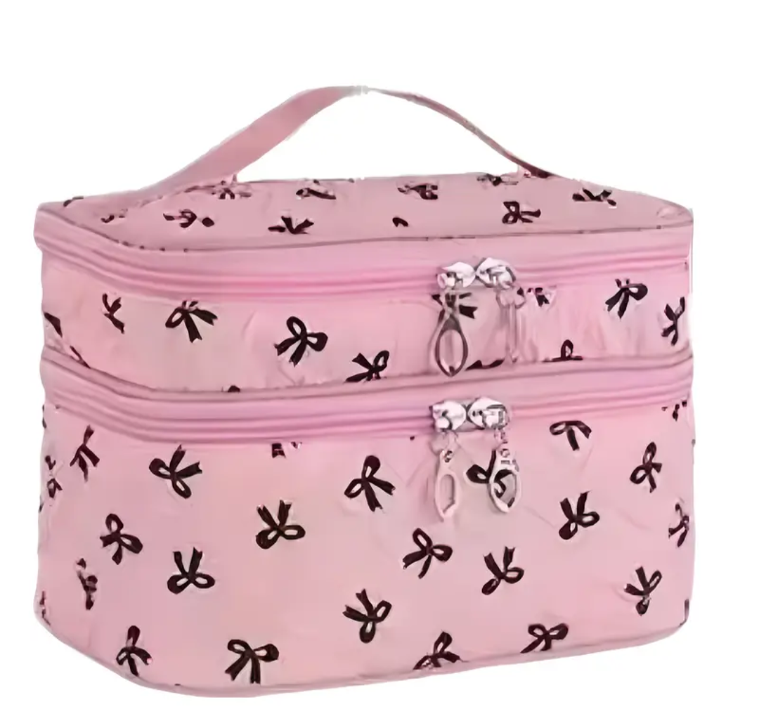 Double Tier Bow Print Vanity Bag