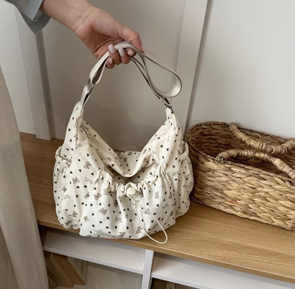 Womens Vintage Heart Bow Design Shoulder Bag