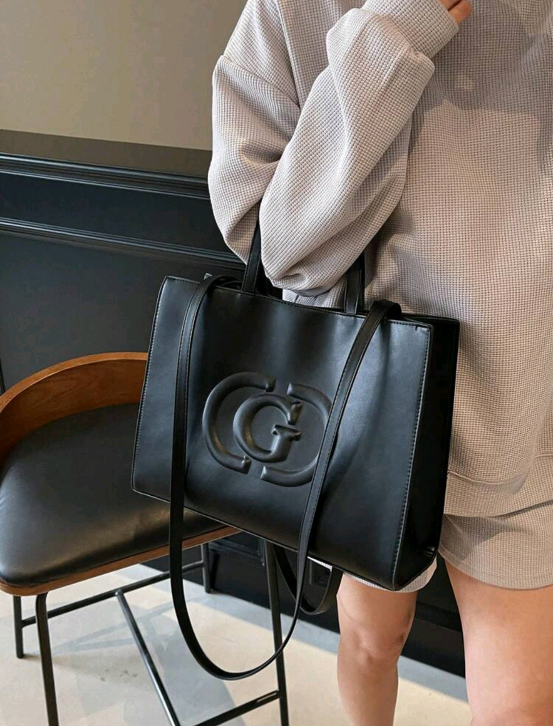 Large Capacity Fashionable Tote Bag With Letter Print