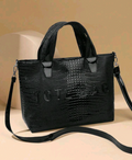 Black Retro Style Crocodile Print PU Material Handbag