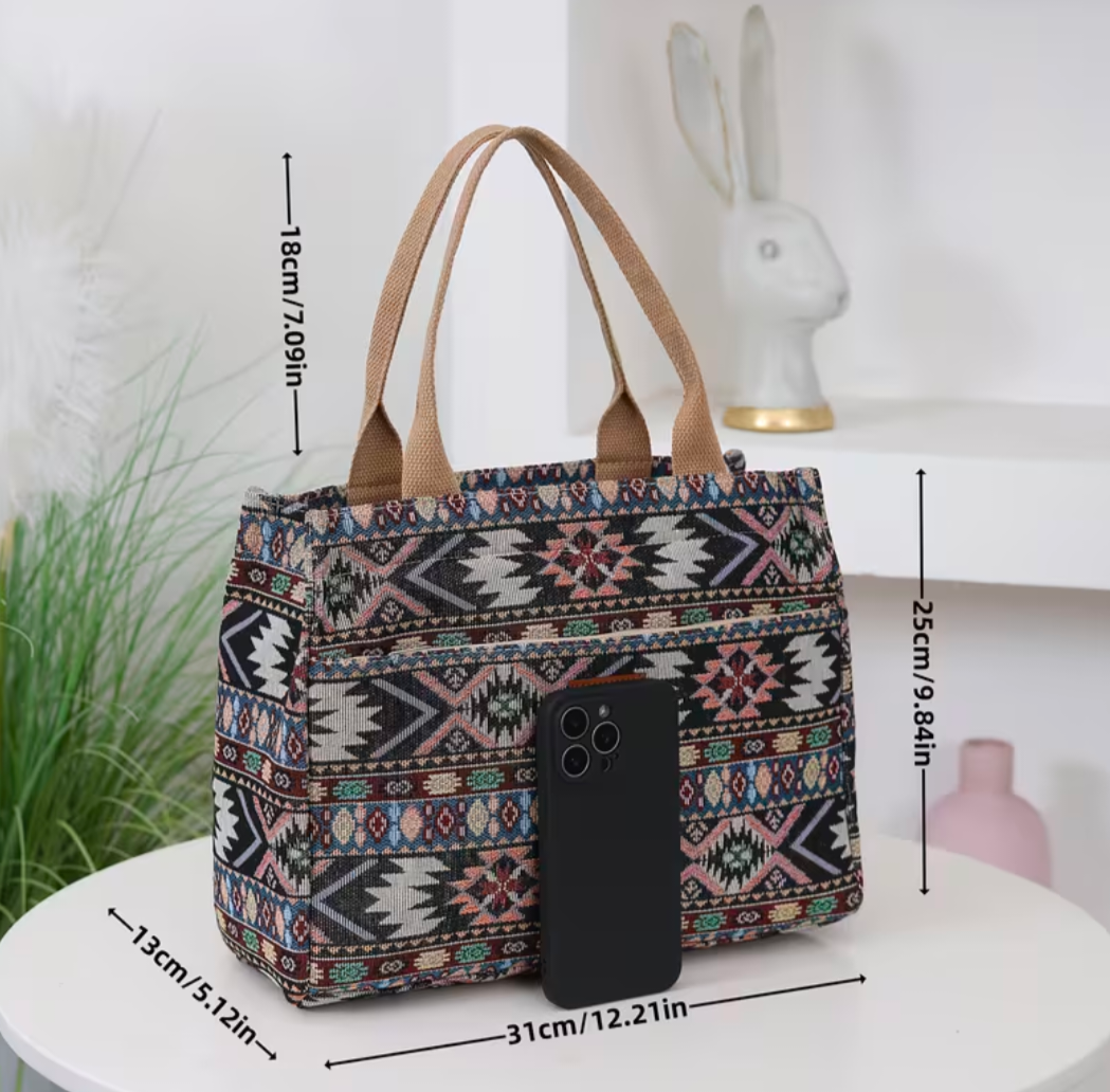Womens Knitted Jacquard Tote Bag