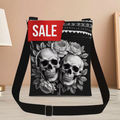 2D Flat Printing Skull Flower Crossbody Bag