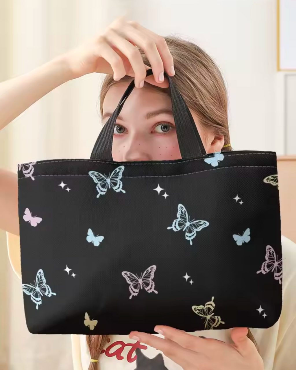 Butterfly Star Print Lunch Tote Bag