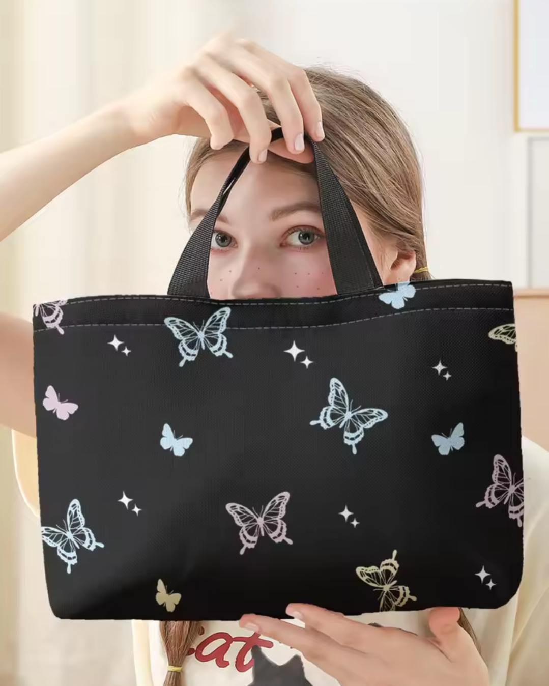 Butterfly Star Print Lunch Tote Bag