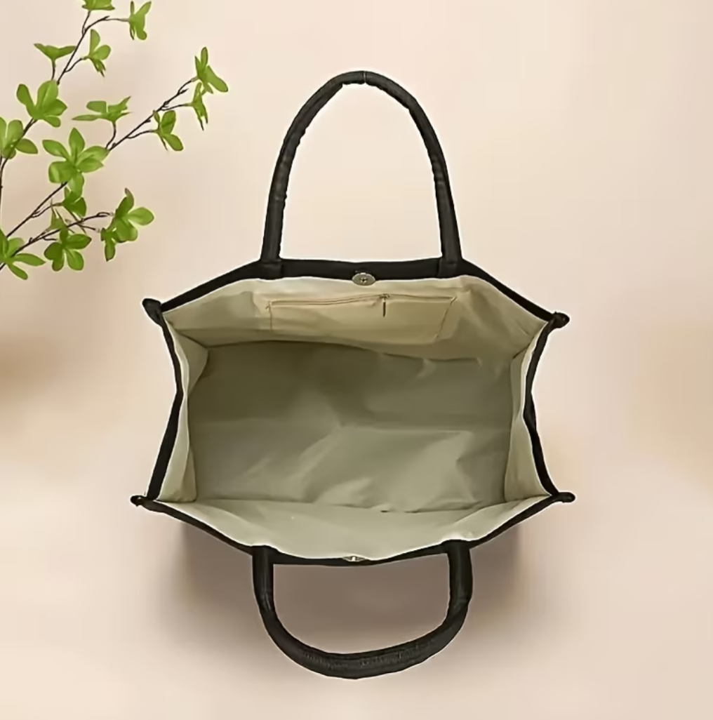 2pcs Large Capacity Tote Shoulder Bag Set with Makeup Bag