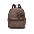 Checked PVC Backpack with Detachable Bow - Brown
