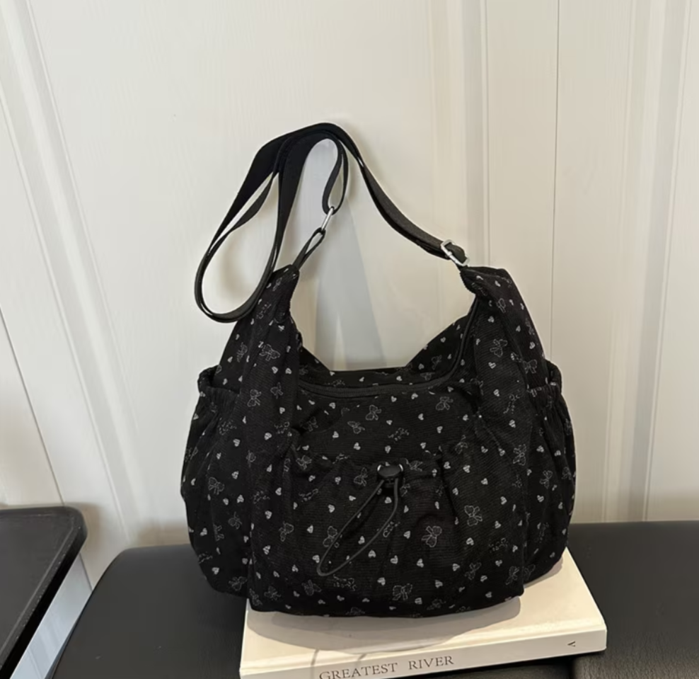 Womens Vintage Heart Bow Design Shoulder Bag