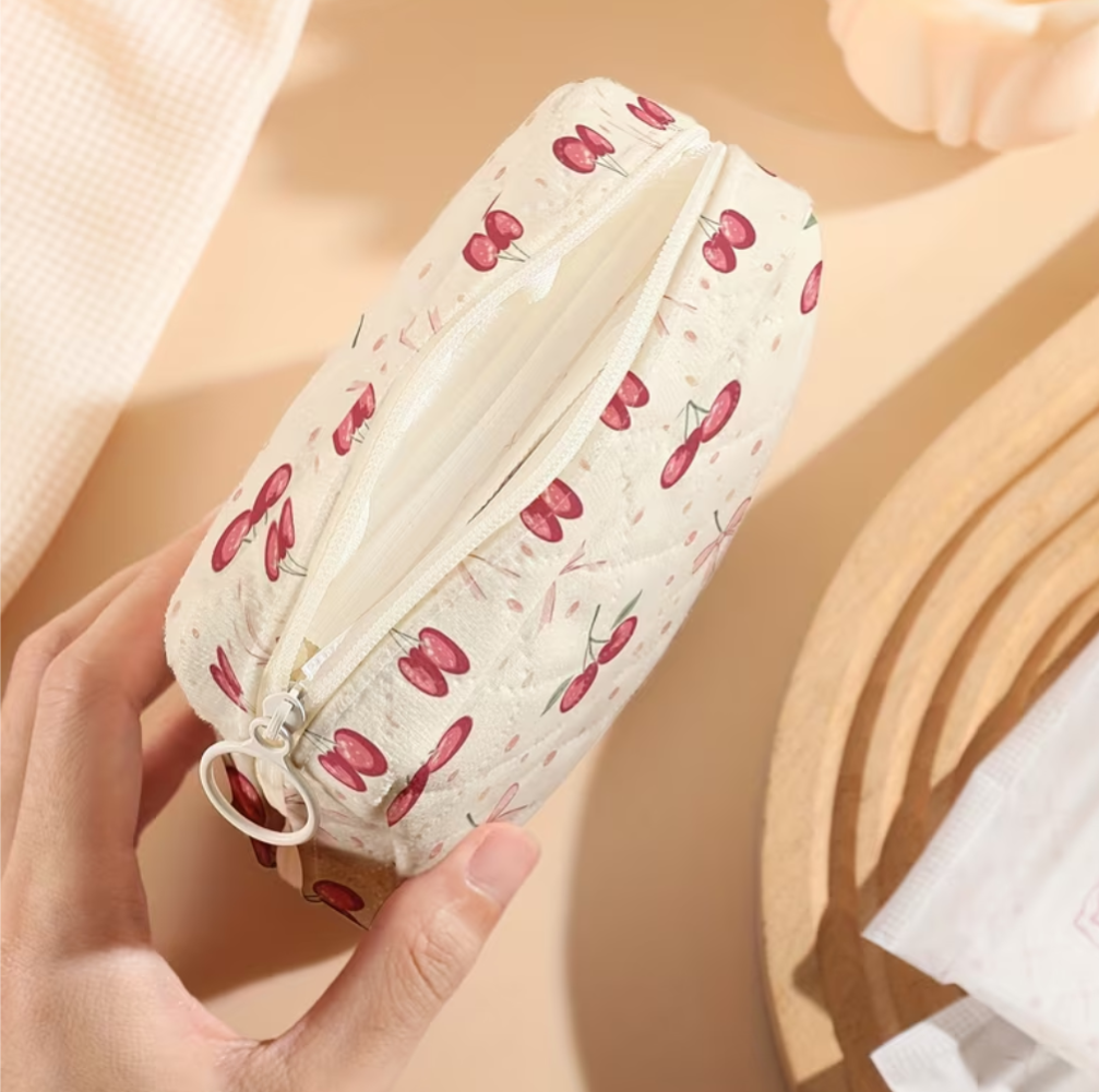 Cherry Bow Print Sanitary Pad Storage Pouch