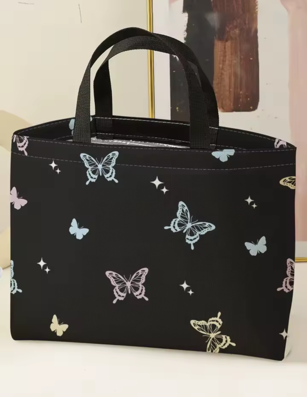 Butterfly Star Print Lunch Tote Bag