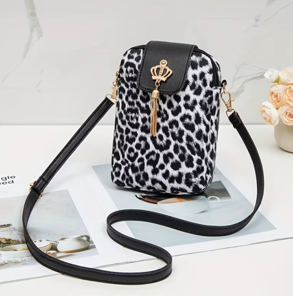 Womens Leopard Print Crossbody Bag