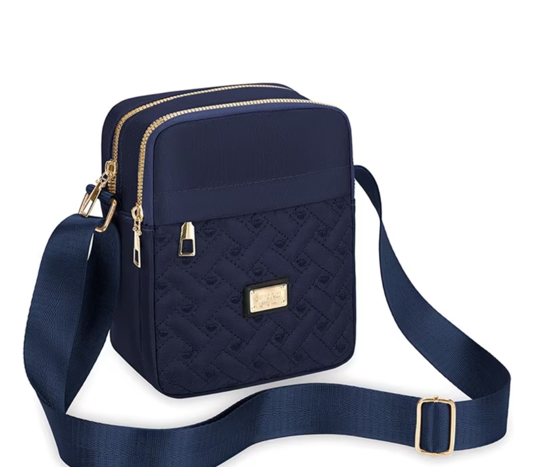 Womens Crossbody Bag with Embroidery And Multi-Zipper