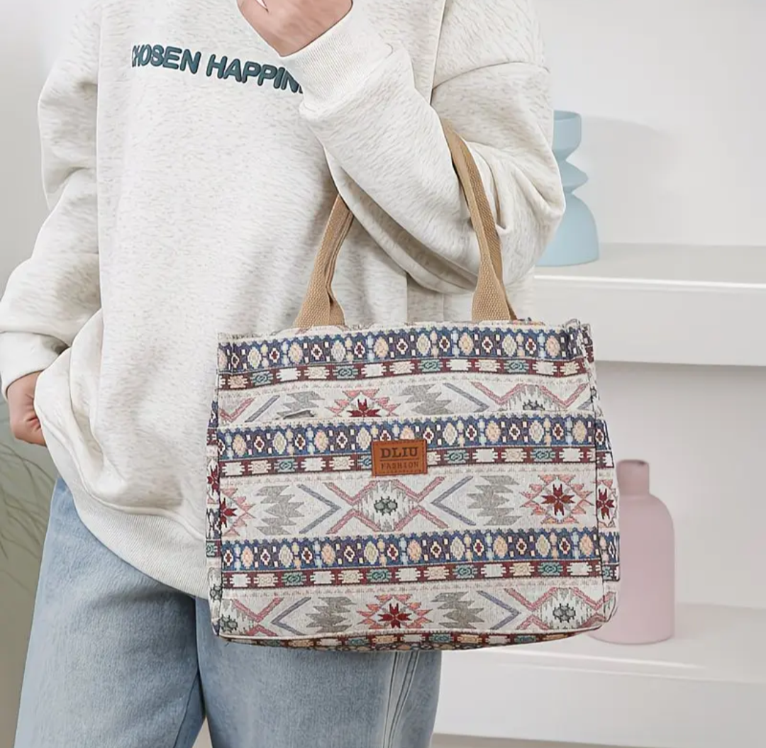Womens Knitted Jacquard Tote Bag
