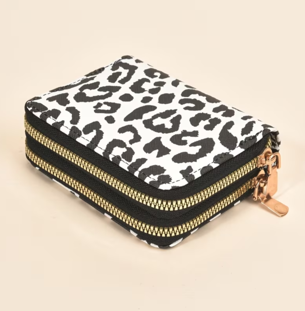 Leopard Print Double Zipped Purse