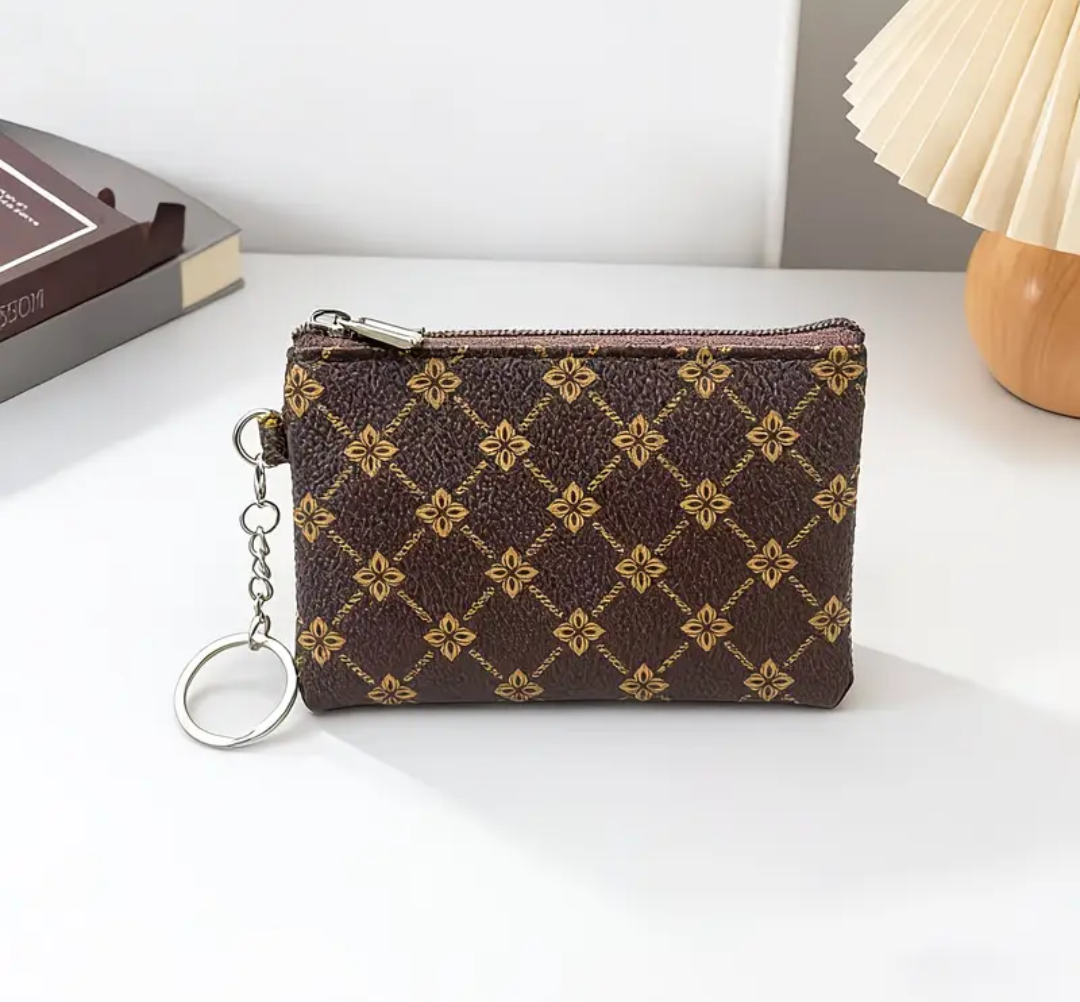 Fashionable Printed Key-attached Coin Purse, Suitable for Daily Outings
