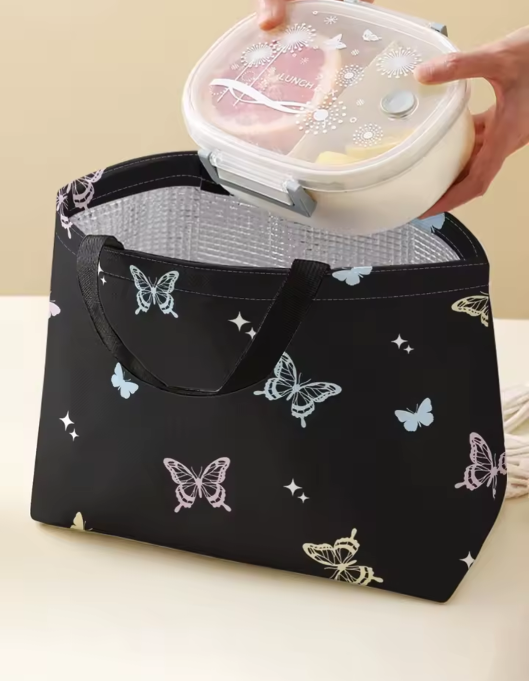 Butterfly Star Print Lunch Tote Bag